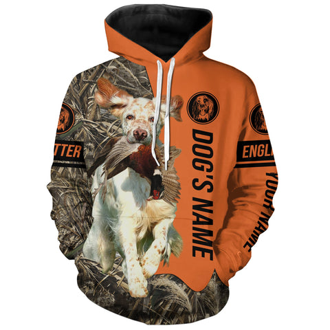 Max Corners English Setter (orange and white) Hunting Dog Personalized 3D All Over Printed Hoodie