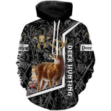 Max Corner White-tailed deer hunting black camo Custom Name 3D All over print shirts Gift For Hunter