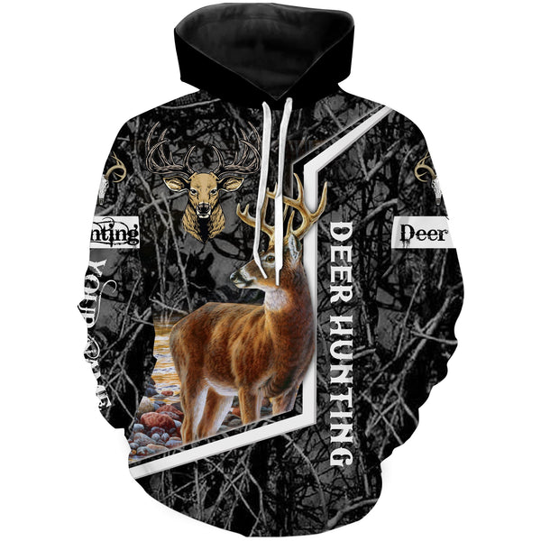 Max Corner White-tailed deer hunting black camo Custom Name 3D All over print shirts Gift For Hunter