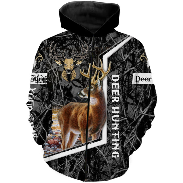 Max Corner White-tailed deer hunting black camo Custom Name 3D All over print shirts Gift For Hunter
