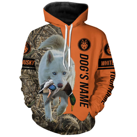 Max Corners White Husky Hunting dog Personalized 3D All Over Printed Hoodie