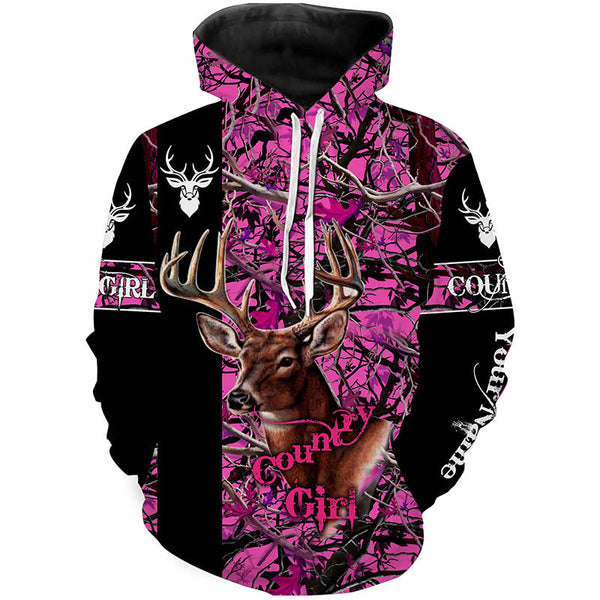 Max Corner Country girl Deer hunting Pink camo custom Name 3D All over print Shirts Gift For Hunter