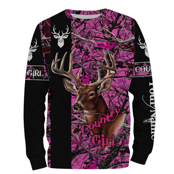 Max Corner Country girl Deer hunting Pink camo custom Name 3D All over print Shirts Gift For Hunter
