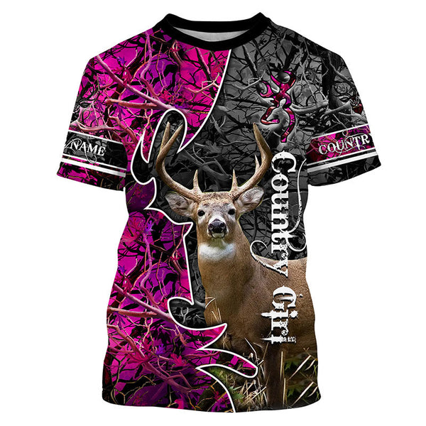 Max Corner Country Girl Deer hunting Custom Name 3D All over print Shirt Gift For Hunter