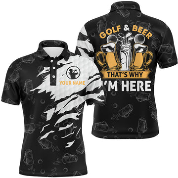 Max Corner Golf And Beer That's Why I'm Here Mens Polo Shirt Custom Beer Golf Shirts For Men