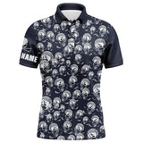 Max Corner Personalized Navy Skull Golf Shirts For Mens, Funky Golf Shirts, Mens Golf Shirts Dry Fit Polo