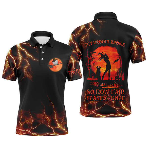 Max Corner Lightning Mens Golf Polo Shirt, Halloween Golf Gifts Idea For Male Golfers