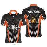 Max Corner Happy Halloween Mens Golf Polo Shirts Custom Orange Black Golf Shirts For Men
