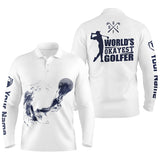 Max Corner Navy And White Mens Golf Polo Shirts, Personalized Golf Shirts For Men, Cool Golf Gifts