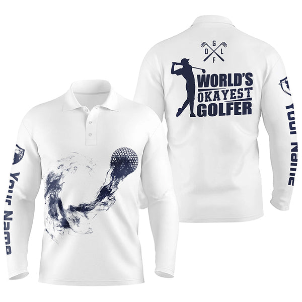 Max Corner Navy And White Mens Golf Polo Shirts, Personalized Golf Shirts For Men, Cool Golf Gifts
