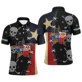 Max Corner Texas Flag Mens Golf Polo Shirts, Custom Golf Shirt With Skulls Golf Shirts For Men