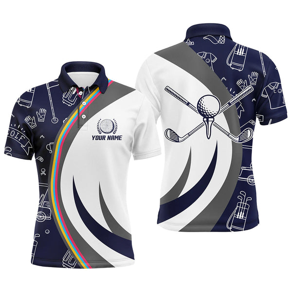 Max Corner Golf Equipment Mens Golf Polo Shirts, Navy Custom Name Golf Shirts For Men