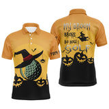 Max Corner My Broom Broke So Now I Golf Orange Mens Halloween Polo Shirts Witch Scary Golf Gifts For Men