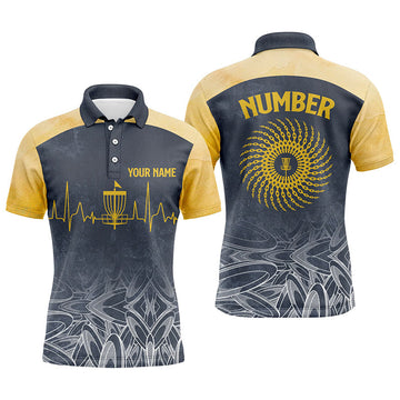 Max Corner Heartbeat Mens Golf Polo Shirts, Custom Golf Shirts Disc Golf Shirts For Mens