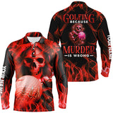 Max Corner Mens Red Skull Golf Polo Shirts, Personalized Skull Golf Shirt For Men, Halloween Golf Gifts
