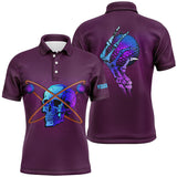 Max Corner Artistic Skull Golf Mens Polo Shirt, Custom Rainbow Skull Golf Shirts For Men