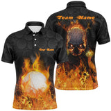 Max Corner Mens Fire Flame Golf Polo Shirts Customized Orange Skull Golf Shirts For Men