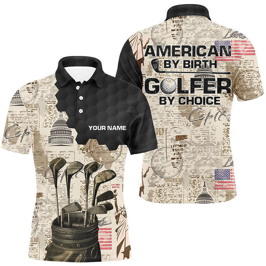 Max Corner Mens American Flag Custom Name Golf Shirt Golf Bag Vintage Polo Golf Shirts For Men Dry Fit