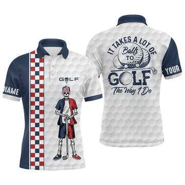 Max Corner Customized Mens Skull Golf Polo Shirt Checkerboard Funny Golf Shirts For Men