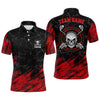 Max Corner Personalized 3D All Over Print Skull Mens Golf Polo Shirt, Red And Black Golf Shirts For Men