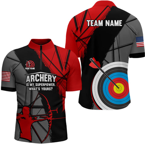 Max Corner Personalized 3D Target Archery Silhouette Archer 2 3D Zipper Polo Shirt