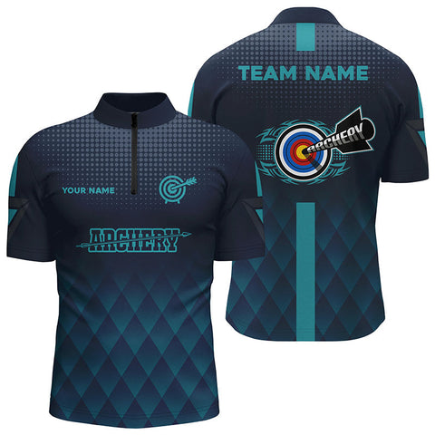 Max Corner Personalized Blue Gradient 3D Archery Target Men 3D Zipper Polo Shirt
