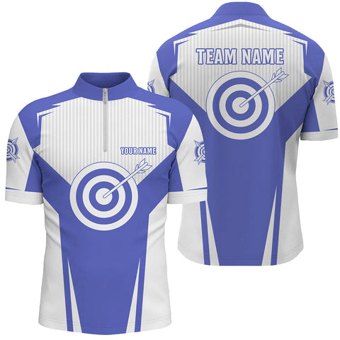 Max Corner Blue Archery Jerseys Men Custom Team Name Archery Uniform Jerseys 3D Zipper Polo Shirt