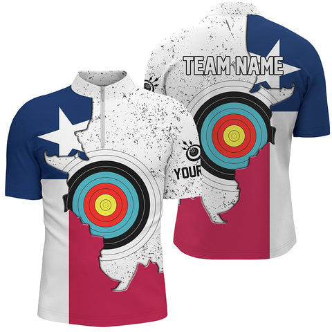 Max Corner Personalized 3D Texas Archery Target Men 3D Zipper Polo Shirt