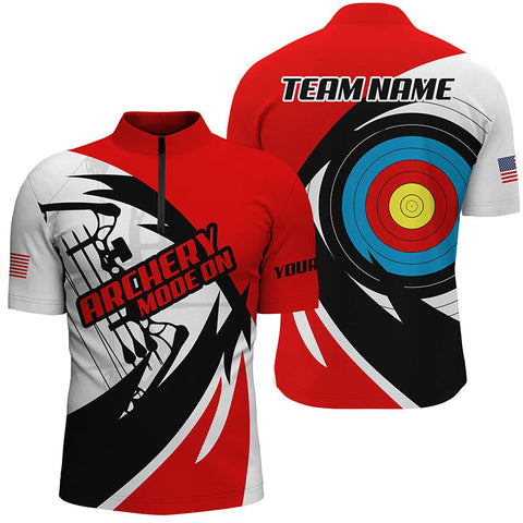 Max Corner Personalized Name Red Archery Jerseys 3D Zipper Polo Shirt