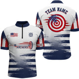 Max Corner Personalized White US Archery Target Men 3D Zipper Polo Shirt