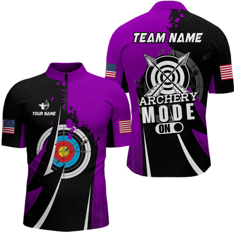 Max Corner Personalized Purple Archery Mode Men 3D Zipper Polo Shirt