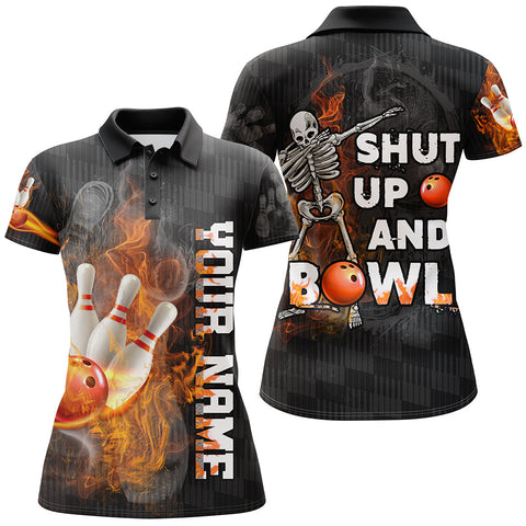 Maxcorners Shut Up And Bowl Funny Bowling Personalized All Over Printed Shirt For Women