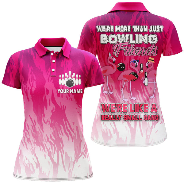 Maxcorners Pink Flamingo Bowling Personalized All Over Printed Shirt For Women