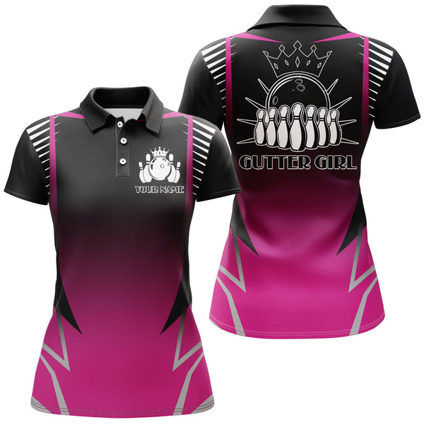Maxcorners Gutter Girl Pink Bowling Premium Customized Name 3D Shirt For Women