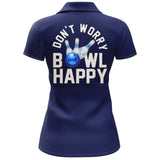 Maxcorners Dark Blue Bowling Don't Worry Bowl Happy Personalized All Over Printed Shirt For Women