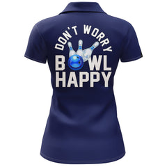 Maxcorners Dark Blue Bowling Don't Worry Bowl Happy Personalized All Over Printed Shirt For Women