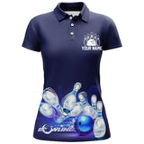 Maxcorners Dark Blue Bowling Don't Worry Bowl Happy Personalized All Over Printed Shirt For Women