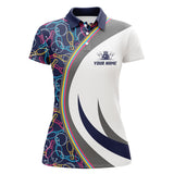 Maxcorners Dark Blue Bowling Seamless Pattern Customized Name 3D Shirt For Women