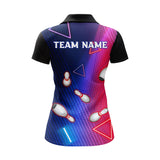 Maxcorners Navy Bowling Multicolor Ladies Team Premium Customized Name 3D Shirt For Women