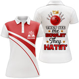 Maxcorners Red & White Bowling Funny They See Me Bowlin' They Hatin' Premium Customized Name 3D Shirt For Women
