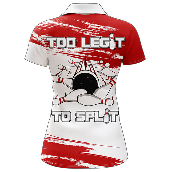 Maxcorners Red & White Bowling Too Legit Too Split Premium Customized Name 3D Shirt For Women
