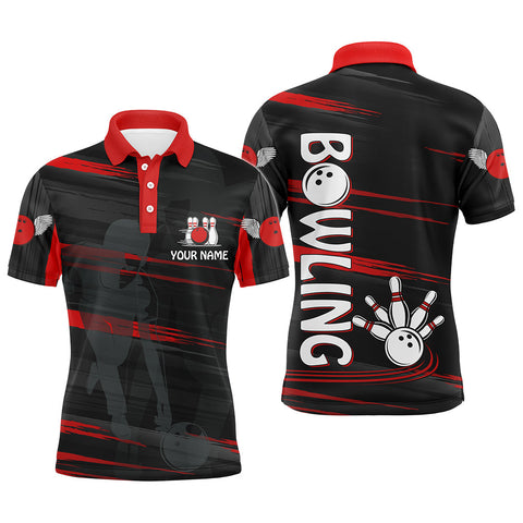 Max Corner Red And Black Bowling Shadow Line Custom Name And Team Shirt