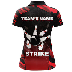 Maxcorners Red Camo Strike Bowling Premium Customized Name 3D Shirt For Women
