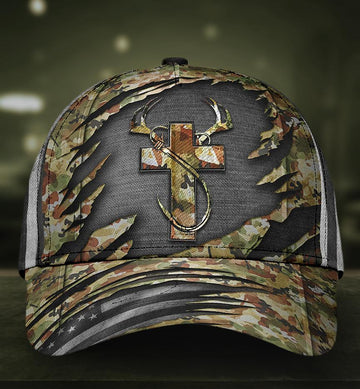 Maxcorners Jesus Hunting Fishing Camo Classic Cap