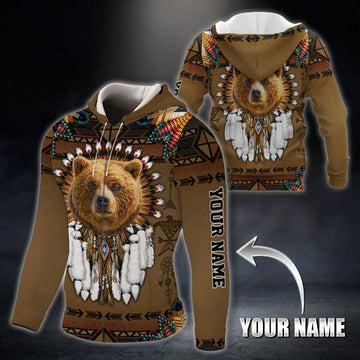 Maxcorners Personalized Bear Native American Custom Name 3D