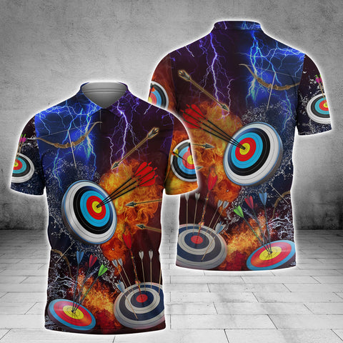 Maxcorners Archery Water and Fire Pattern 3D Shirt