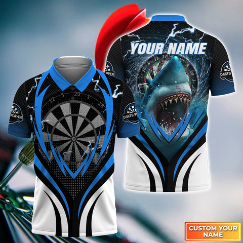 Max Corners Dartboard Blue Lightning Shark 3D Personalized Sport Jersey Polo Shirt