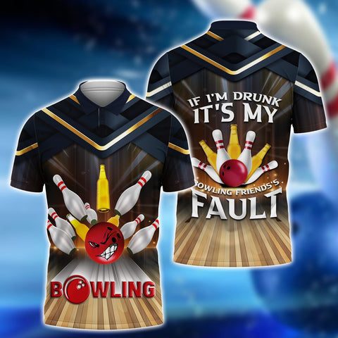 Maxcorners If I'm Drunk It's My Bowling Friend's Fault All Over Printed Shirt