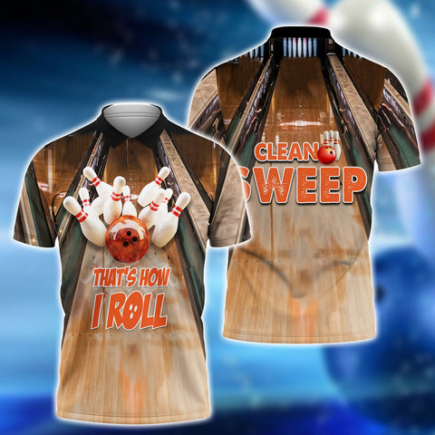 Maxcorners Classic Bowling That's How I Roll All Over Printed Shirt