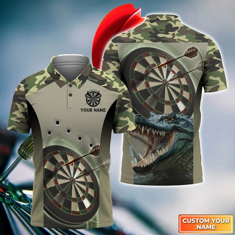 Max Corners Camo Crocodile Dartboard 3D Personalized Sport Jersey Polo Shirt